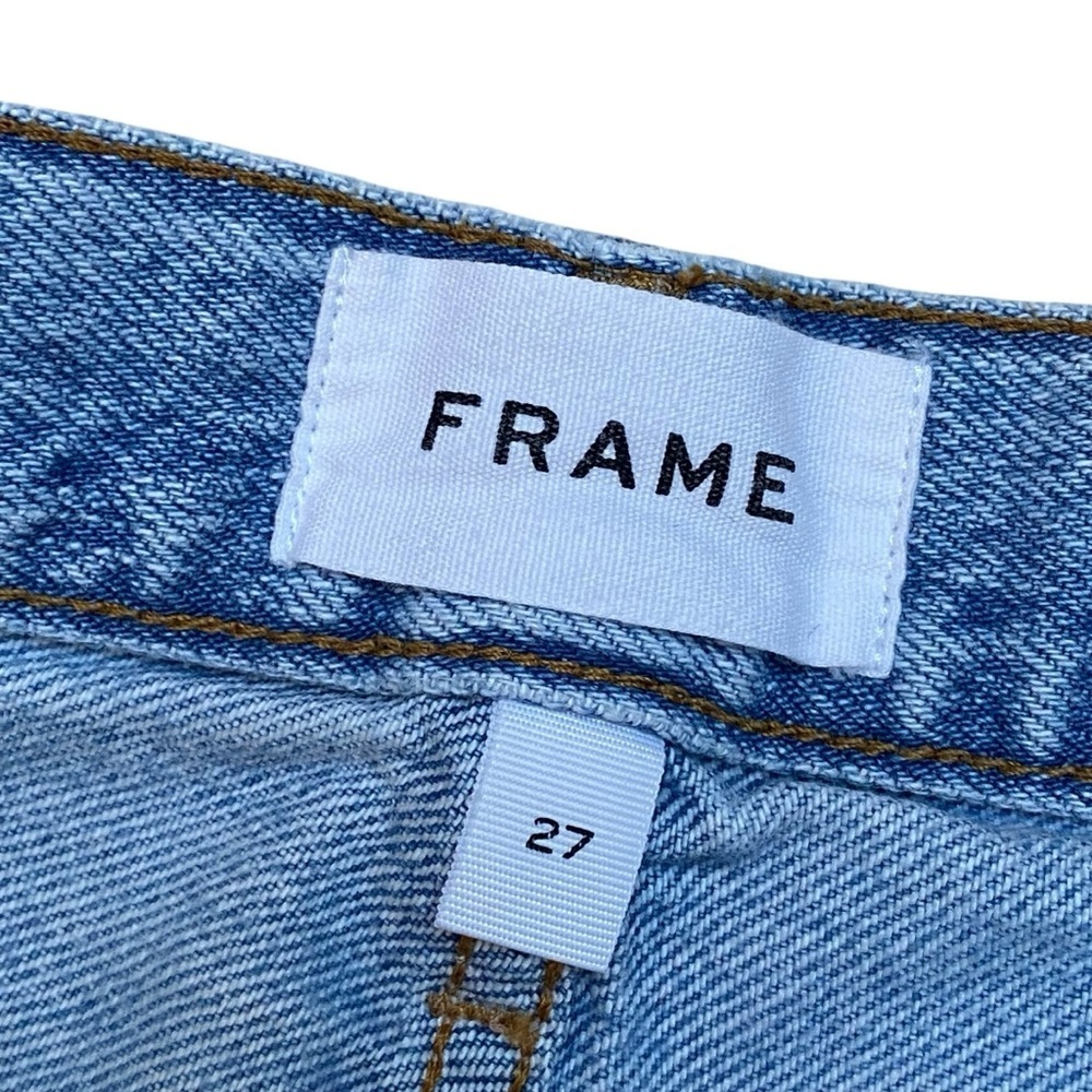 FRAME Layered Look Distressed Straight Jeans Coast Combo Size 27 - Picture 14 of 16